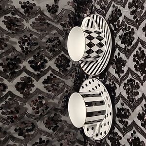 🫖Grace's Teaware Stripe Diamonds & Polka Dots 2 Teacups & Saucers